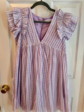 Lilac Ruffled Sleeve Dress